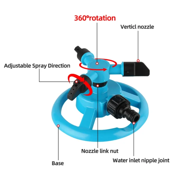 Sistema de aspersores de agua para césped y jardín, giratorio automático de 360 grados, boquilla giratoria de acoplamiento rápido, suministros de riego para jardín - Imagen 5