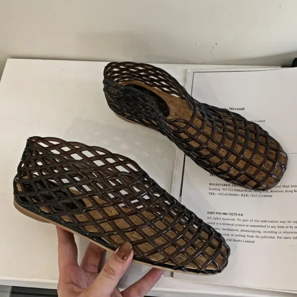 Zapatos de gelatina de verano para mujer, zapatos de playa calados de malla transparente a la moda, Sandalias planas para mujer, sandalias de gelatina con punta redonda coloridas - Imagen 6