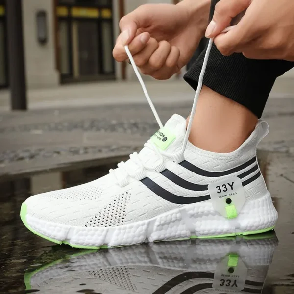 Zapatos deportivos informales para hombre, zapatillas ligeras transpirables, zapatillas de correr negras de malla para exteriores, zapatillas deportivas para correr Tenis para caminar - Imagen 9