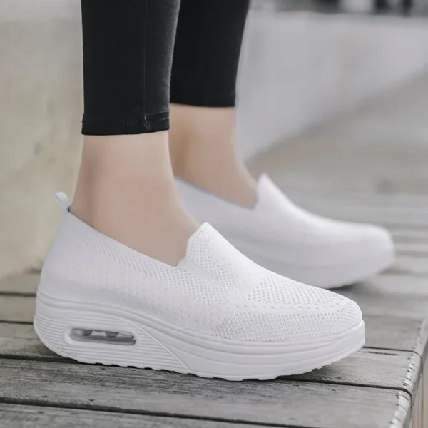 Primavera otoño zapatos oscilantes de mujer mocasines de malla para mujer plataformas planas zapatos de mujer cuñas zapatos de mujer zapatillas de deporte con aumento de altura - Imagen 4