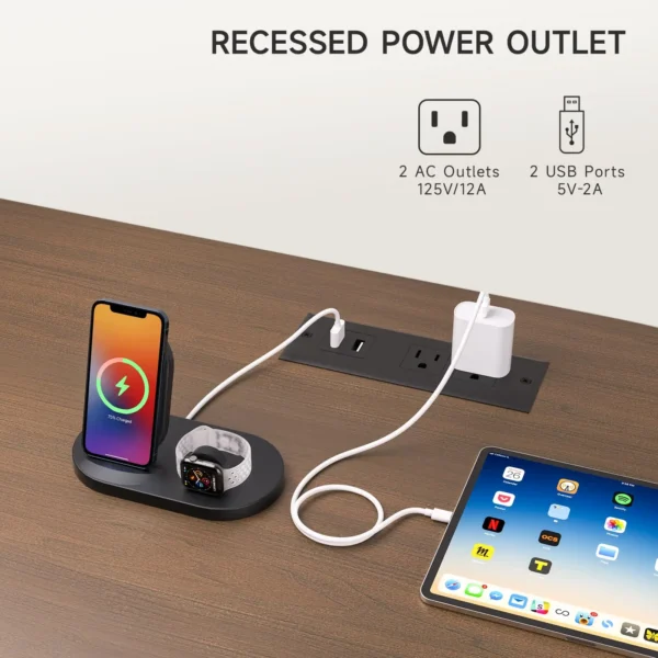 Mueble para TV Mueble de salón con toma de corriente para televisores de hasta 60/70", mesa para TV con puertas correderas, estantes ajustables de almacenamiento - Imagen 4