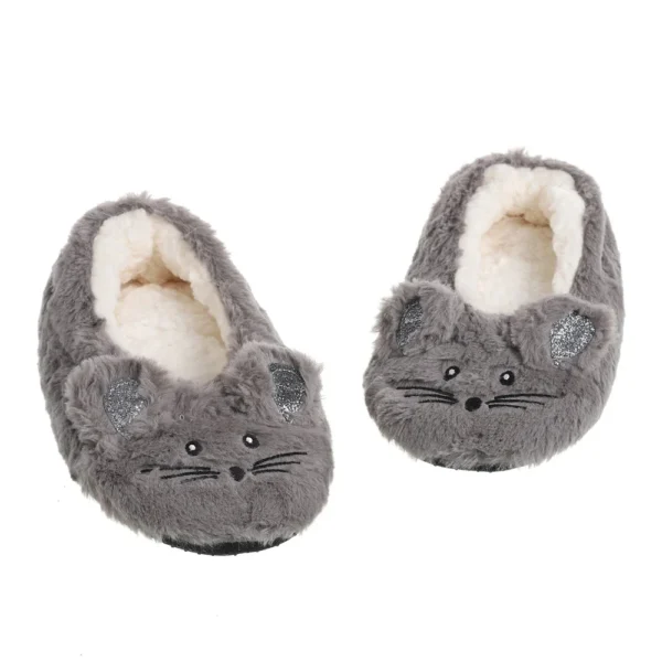 Zapatilla de casa para mujer, piel de invierno, felpa cálida, agarre antideslizante, interior, esponjoso, perezoso, orejas de ratón, zapatos peludos, lindo y divertido - Imagen 7