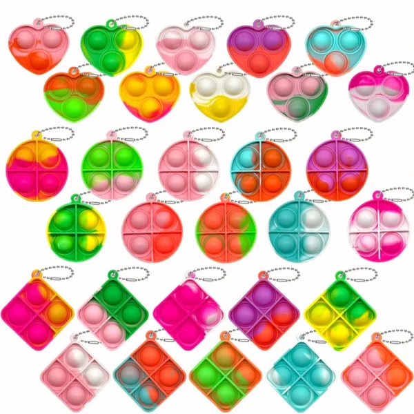 Juguetes Pop Fidget, Mini llaveros Pop, juguetes para niños pequeños, paquete de juguetes sensoriales, paquetes a granel para reducir la presión, regalos de recuerdo de fiesta 30 Uds. - Imagen 7