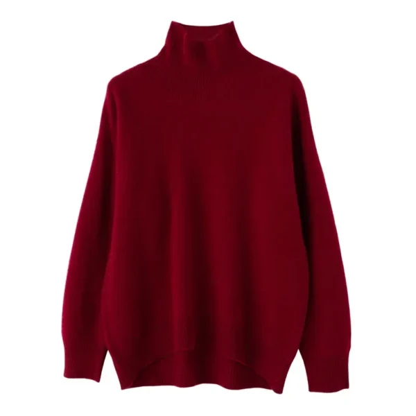 Suéter rojo de lana, jerséis informales holgados con cuello alto, prendas de vestir exteriores suaves de gran tamaño para invierno A 1103002 B B B WinvyNee-ropa de mujer - Imagen 8