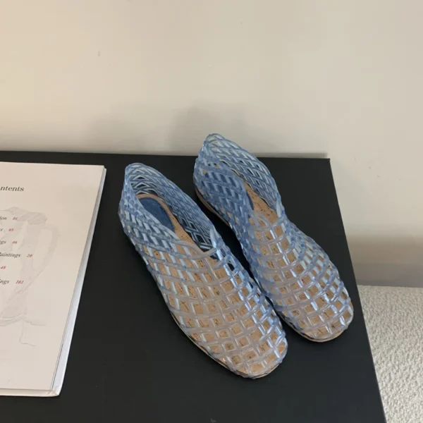 Zapatos de gelatina de verano para mujer, zapatos de playa calados de malla transparente a la moda, Sandalias planas para mujer, sandalias de gelatina con punta redonda coloridas - Imagen 10