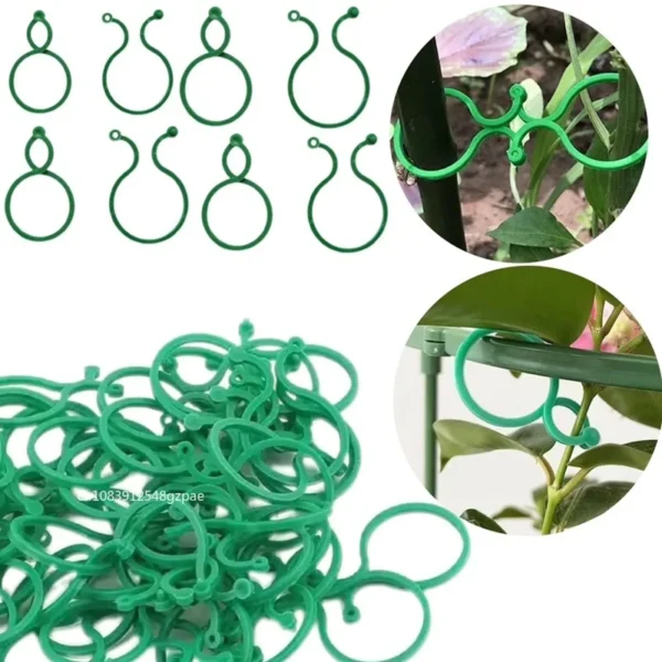 Clips de flejado de vid de plástico para jardín, anillo de hebilla incluido para plantas, gancho para jardín, tomate, Grapevina, herramientas de soporte para plantas 50/100 Uds. - Imagen 7
