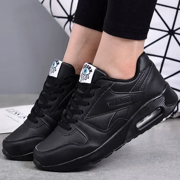 Zapatillas de deporte a la moda para mujer, zapatos deportivos con cojín de aire, zapatos azules de cuero Pu, zapatos para caminar al aire libre y trotar, zapatillas deportivas para mujer - Imagen 3