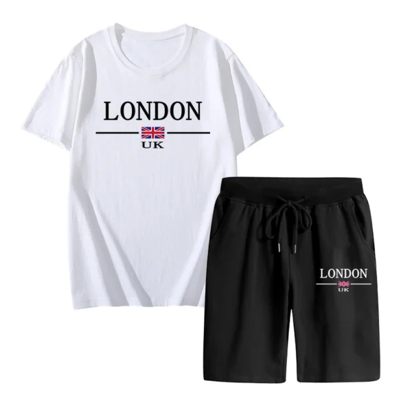 Camiseta Popular de verano para hombre + traje corto, traje deportivo estampado, moda informal, Camiseta de algodón puro de manga corta, traje para correr - Imagen 3