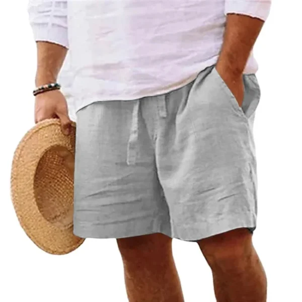 Pantalones cortos de lino para hombre, Shorts ligeros de algodón para gimnasio, playa, Fitness, deporte, transpirables, Verano - Imagen 10