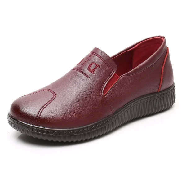 Zapatos de cuero para mamá para mujer, cómodos mocasines negros para primavera y verano, zapatos planos perezosos de suela blanda para madre y mujer - Imagen 9