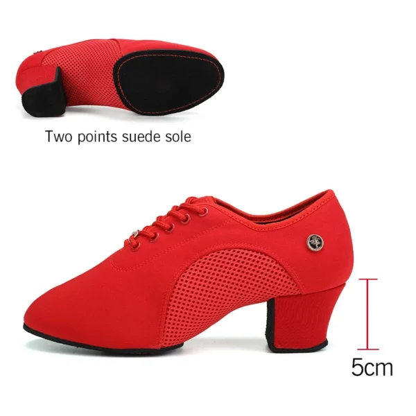 Zapatos de baile de salón latino para mujer con cordones práctica punta cerrada zapatos de baile modernos para enseñanza de baile de Salsa - Imagen 14