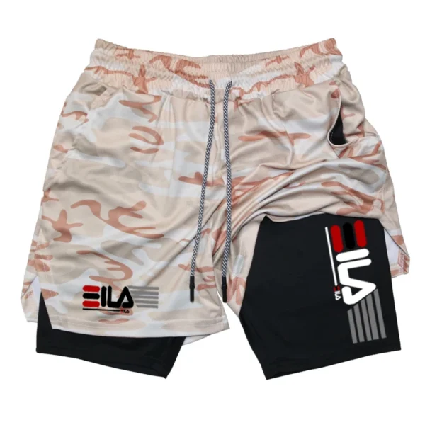 Pantalones cortos de compresión para hombre, pantalones cortos deportivos transpirables de doble capa 2 en 1 para gimnasio de verano, pantalones cortos de playa informales de secado rápido - Imagen 10
