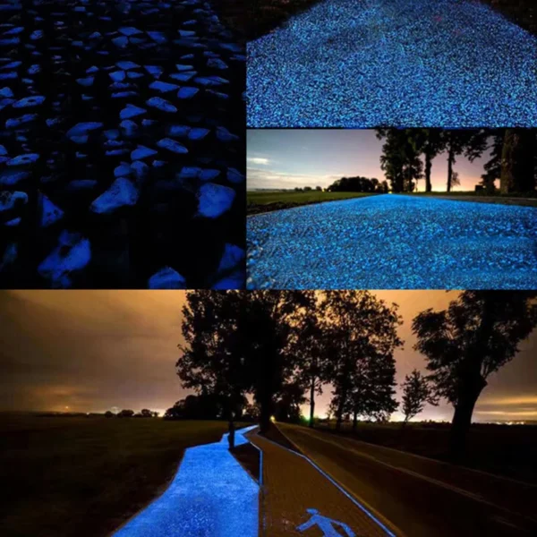Arena luminosa que brilla en la oscuridad guijarros piedra hogar jardín patio camino al aire libre decoración de césped pecera decoración de acuario 1000-3000 Uds - Imagen 3