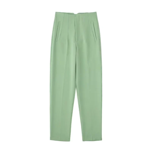 Pantalones rectos a la moda para mujer, pantalones con cremallera frontal de cintura alta, pantalones Vintage de longitud completa para mujer elegante - Imagen 30