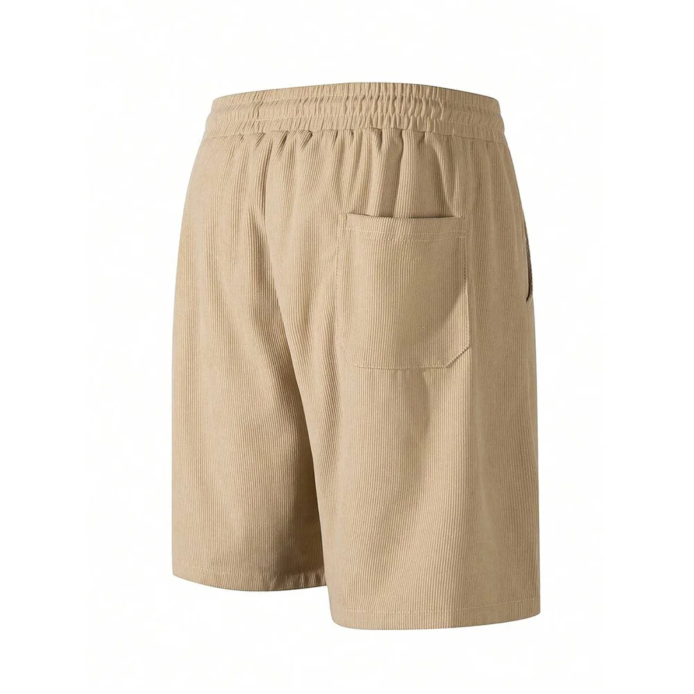 Pantalones de chándal de pana para hombre, pantalones cortos informales de playa, pantalones cortos de baloncesto, ropa deportiva con etiqueta de Color sólido, Verano - Imagen 2