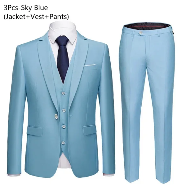 Trajes de hombre para boda, 3 piezas, conjunto elegante de 2 trajes, Blazers, chaquetas clásicas de negocios de lujo a la moda, chaleco, pantalones, ropa Formal 2024 - Imagen 12