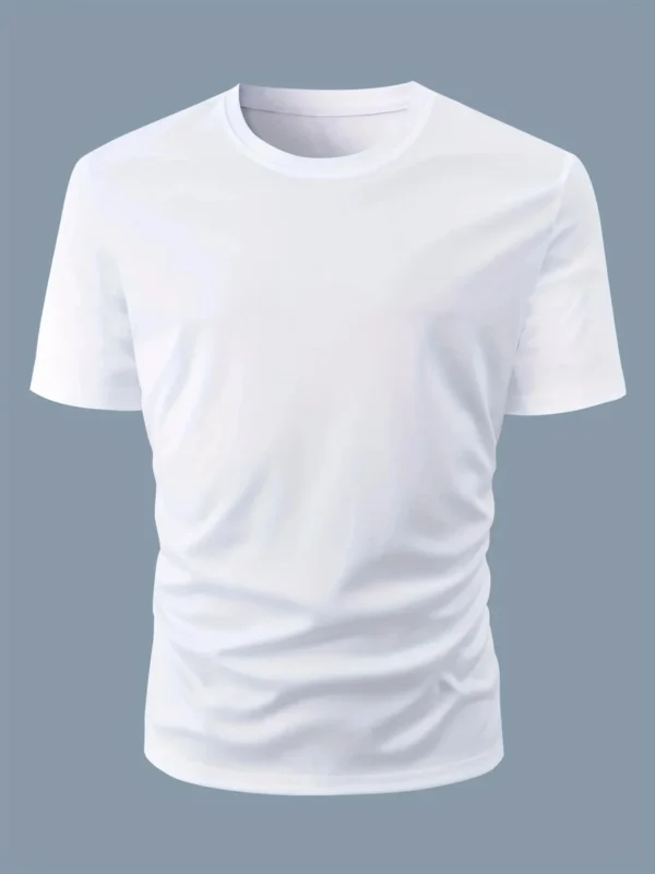 Camiseta de manga corta con cuello redondo y estampado negro 100% algodón de talla grande informal de verano para hombre - Imagen 9