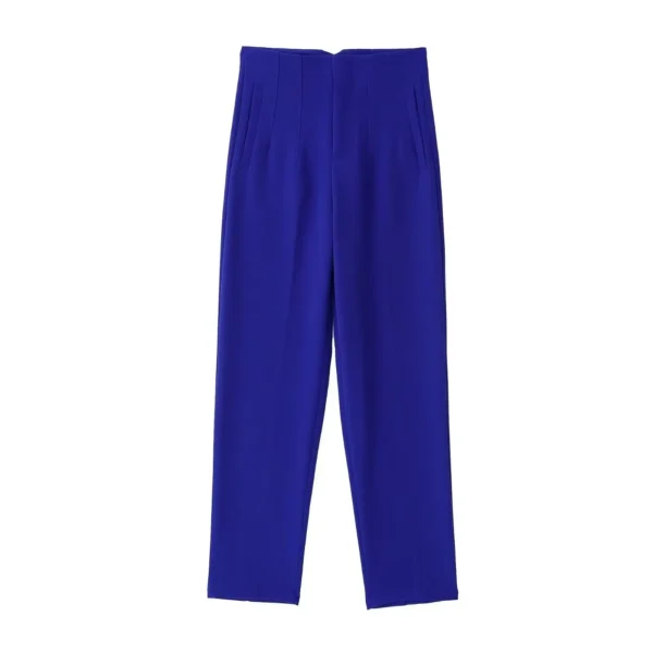 Pantalones rectos a la moda para mujer, pantalones con cremallera frontal de cintura alta, pantalones Vintage de longitud completa para mujer elegante - Imagen 31