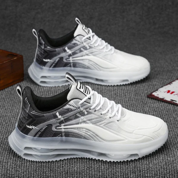 Zapatos Deportivos Casuales para Hombre - Zapatos para Correr con Cordones Ligeros de Malla tejida con Mosca Transpirable, Suela de Plataforma a Cuadros, Diseño bajo de Moda, Zapatos Deportivos Casuales |   Zapatillas con cordones |   Suelas cómodas - Imagen 2