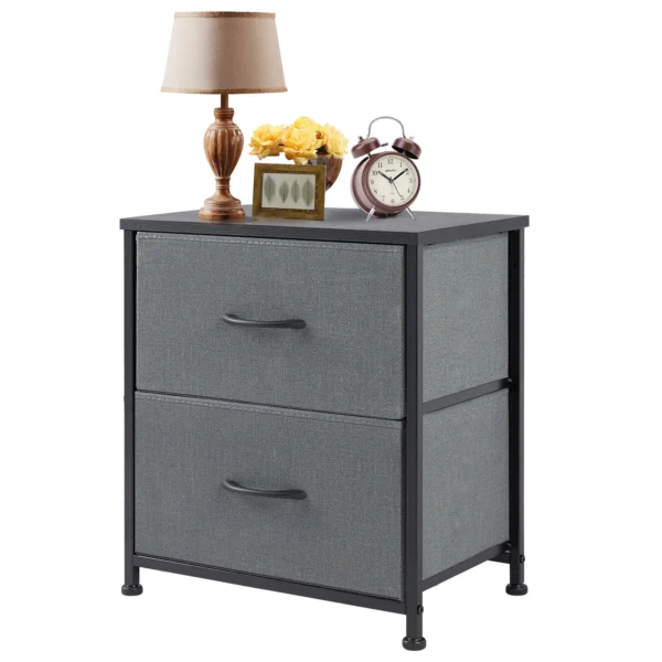 Mesita de noche, sofá de café, mesa de té, armario de almacenamiento, pecho, exhibición de ropa para dormitorio, 2 cajones de tela, mueble - Imagen 9