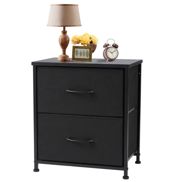 Mesita de noche, sofá de café, mesa de té, armario de almacenamiento, pecho, exhibición de ropa para dormitorio, 2 cajones de tela, mueble - Imagen 4