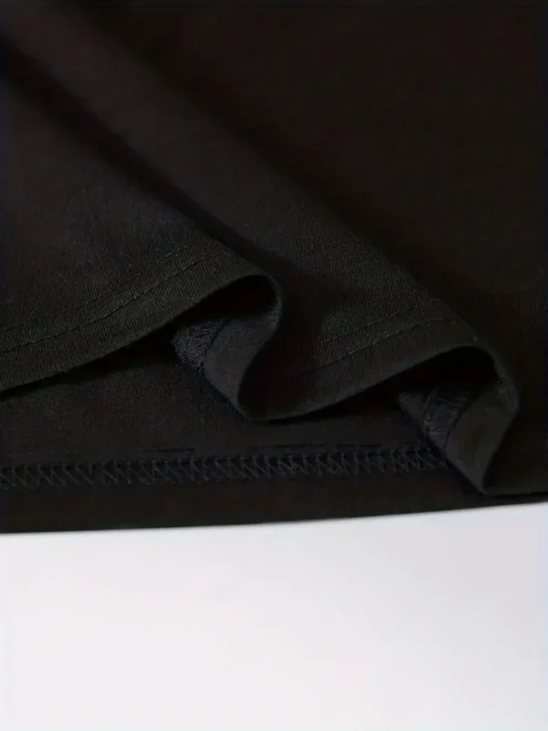 Camiseta de manga corta con cuello redondo y estampado negro 100% algodón de talla grande informal de verano para hombre - Imagen 5