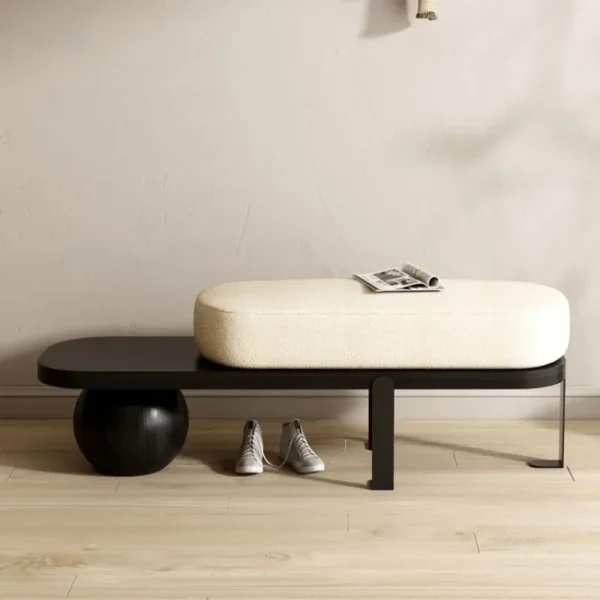 Otomanas creativas, Banco de madera maciza, muebles de sala de estar, puerta del hogar, taburete de cambio de zapatos, entrada, dormitorio, taburetes de cabecera, U - Imagen 5