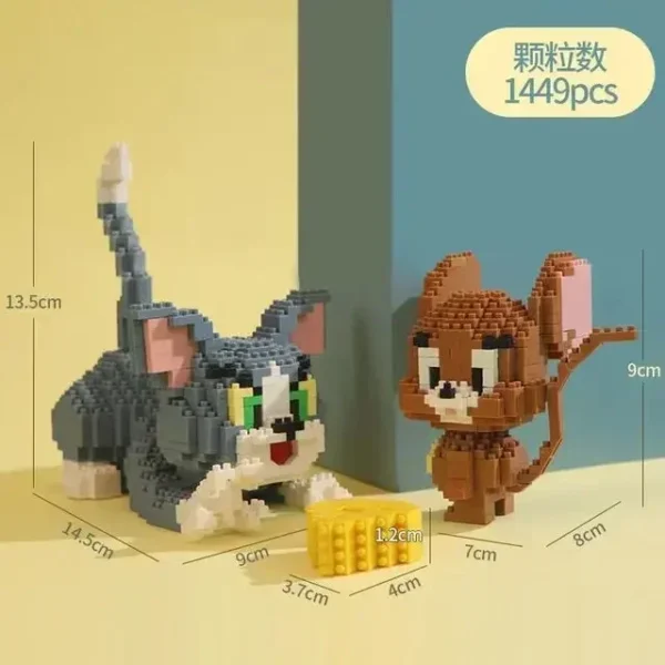 bloques de construcción para niños Mini ladrillos modelo 3D regalo para adultos y niños Ute gato y ratón travieso juguetes - Imagen 7