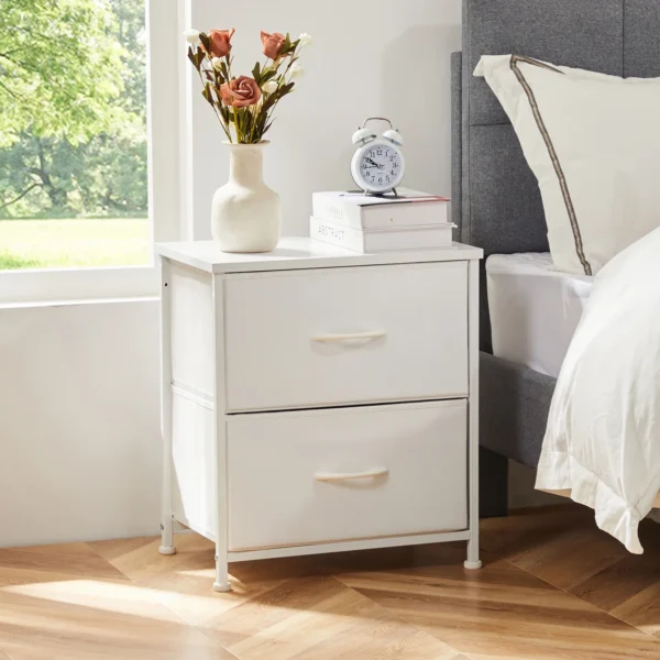 Mesita de noche, sofá de café, mesa de té, armario de almacenamiento, pecho, exhibición de ropa para dormitorio, 2 cajones de tela, mueble - Imagen 7