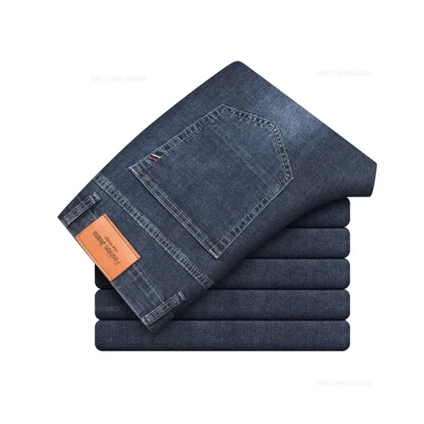 Pantalones vaqueros finos de algodón elástico para hombre, pantalón informal, recto, cómodo, color gris, a la moda, para verano - Imagen 7