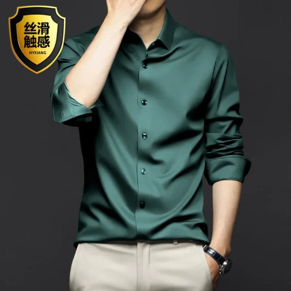 Camisa de manga larga para hombre, vestido de negocios resistente a las arrugas, sin hierro, traje informal profesional de alta gama, camisa blanca, S-5XL - Imagen 2