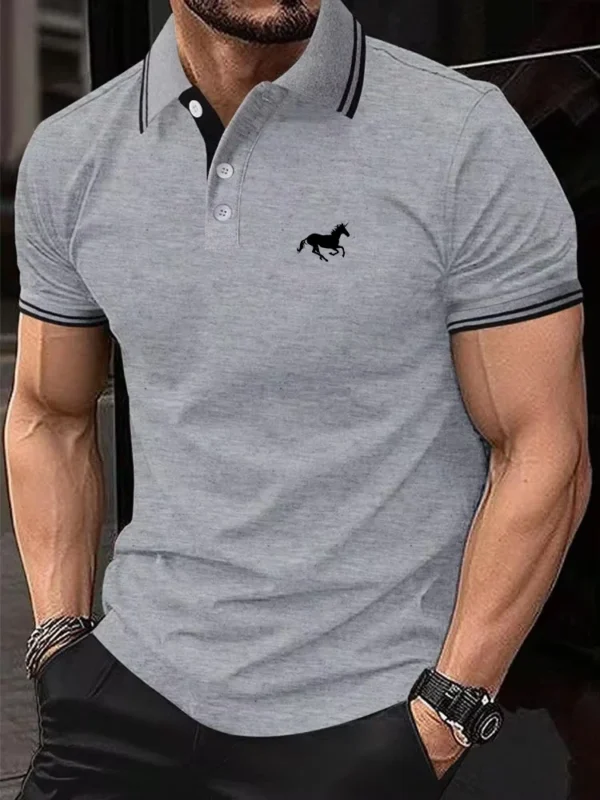 Camiseta para hombre, Polo clásico de manga corta, camiseta informal de verano con solapa de botón, Polo informal de S-3XL súper grande - Imagen 2