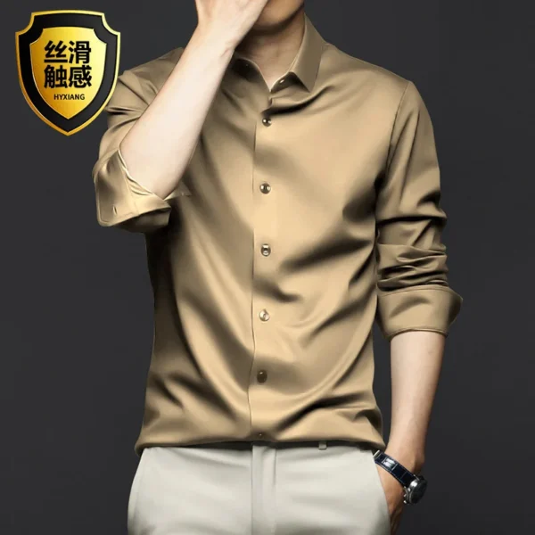 Camisa de manga larga para hombre, vestido de negocios resistente a las arrugas, sin hierro, traje informal profesional de alta gama, camisa blanca, S-5XL - Imagen 4