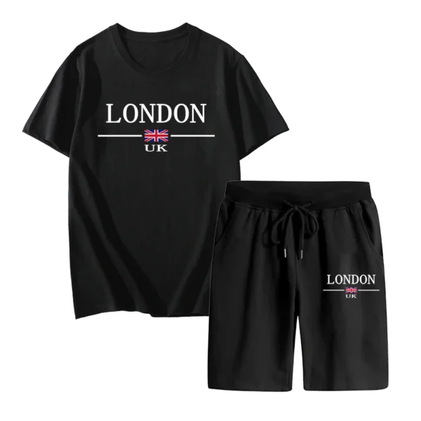 Camiseta Popular de verano para hombre + traje corto, traje deportivo estampado, moda informal, Camiseta de algodón puro de manga corta, traje para correr - Imagen 2