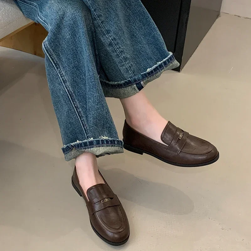 Zapatos mocasines Vintage sin cordones de diseñador para mujer, zapatos planos informales poco profundos, zapatos clásicos de oficina para primavera y otoño para mujer - Imagen 6