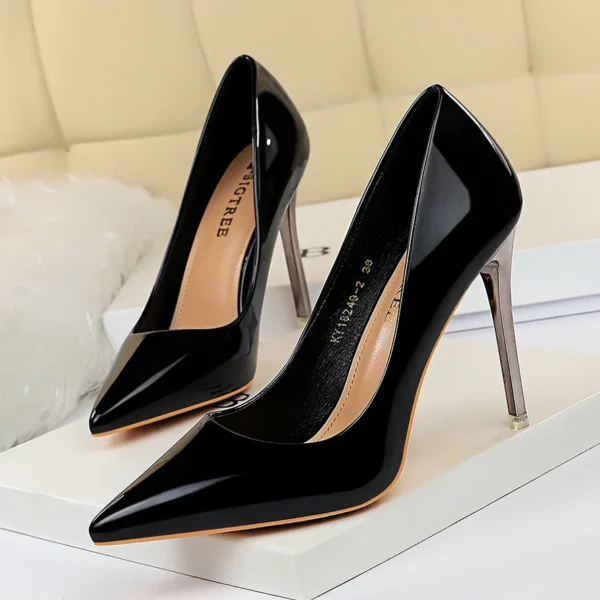 Tacones altos para mujer, zapatos de tacón azul y verde para San Valentín, tacones de aguja brillantes de lujo para boda, novia, club nocturno, moda Simple de Color sólido 1829-2 - Imagen 2