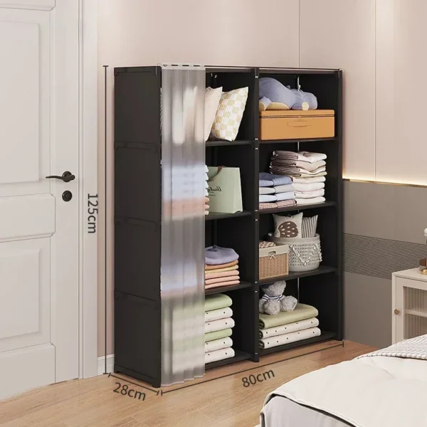 Armario a prueba de polvo, armario de almacenamiento multicapa con cortinas, muebles de dormitorio, armarios de gran capacidad, organizador de armario Simple - Imagen 14
