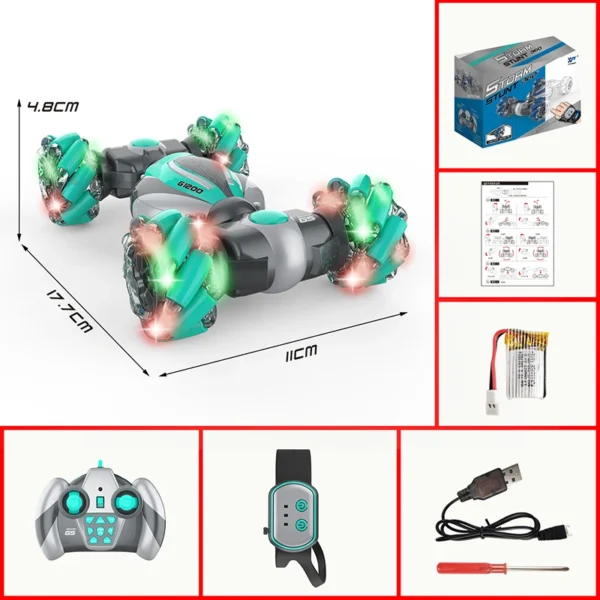 Control remoto reloj Sensor de gestos juguete eléctrico RC Drift Car 2,4 GHz 4WD rotación regalo para niños cumpleaños Samll RC Stunt Car - Imagen 14