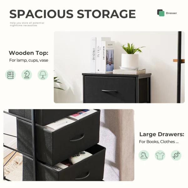 Gabinetes de tela para sala de estar de 4 capas con armario, armario de montaje con marco de acero para almacenamiento de ropa, mueble - Imagen 5