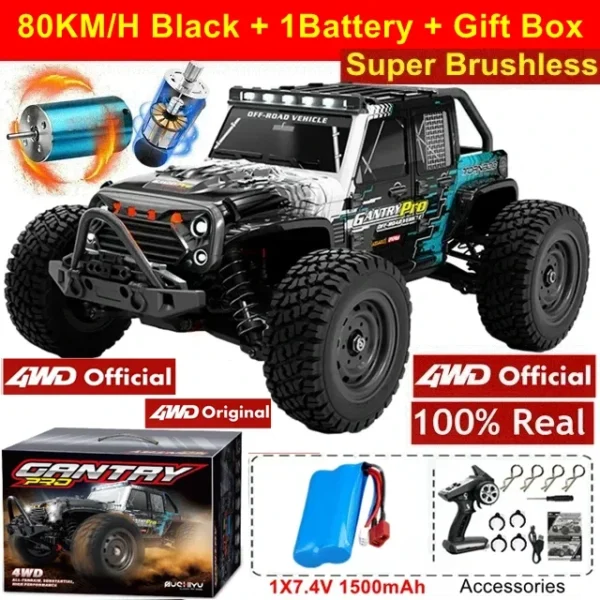 Coche todoterreno con Control remoto 4WD, Buggy de alta velocidad 4x4 RC, súper sin escobillas, 50 o 80 KM/H, juguete de carreras de deriva rápida para niños y adultos - Imagen 22