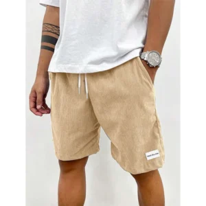 Pantalones de chándal de pana para hombre, pantalones cortos informales de playa, pantalones cortos de baloncesto, ropa deportiva con etiqueta de Color sólido, Verano