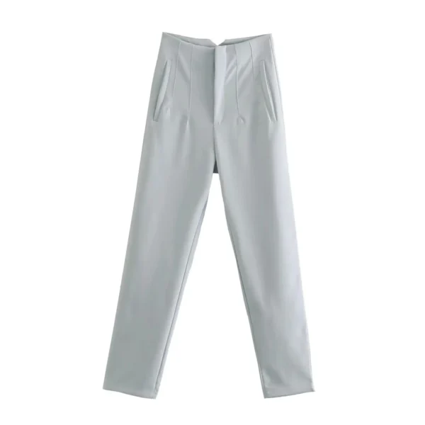 Pantalones rectos a la moda para mujer, pantalones con cremallera frontal de cintura alta, pantalones Vintage de longitud completa para mujer elegante - Imagen 28