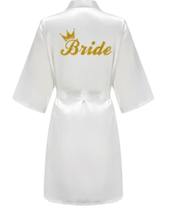 Bata de novia para equipo de fiesta de boda con letras negras, pijama de satén tipo kimono, albornoz de dama de honor SP2000 - Imagen 7