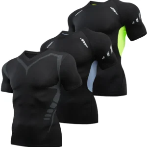 Camisas de compresión para correr para hombre, camisetas deportivas de manga corta para gimnasio, sudadera de secado rápido para Fitness, chándal para correr, camisetas atléticas