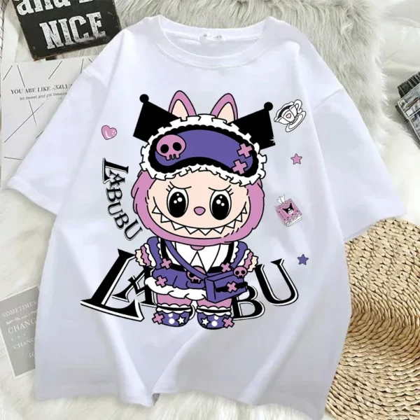 Camisetas Pop Mart Labubu para mujer, moda de Anime, Top de manga corta, camiseta blanca y negra de Hip Hop de verano, ropa de alta calidad - Imagen 27