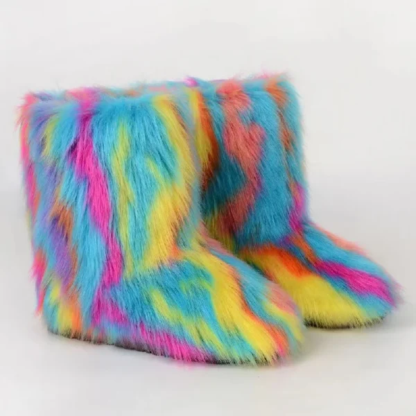 Botas mullidas a media pantorrilla Botas de nieve de moda para mujer de invierno Zapatos cálidos de algodón - Imagen 13