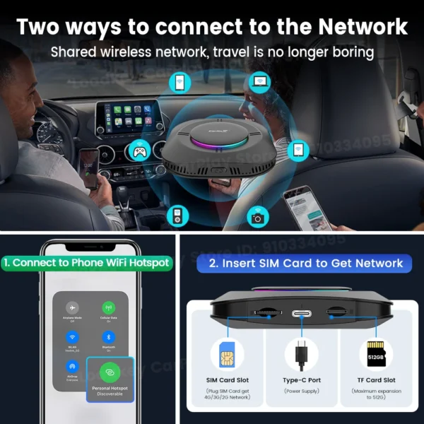 Tv Box Carplay Android Carlinkit Android 13 Auto 8 Core cableado a adaptador inalámbrico para Netflix Spotify Youtube accesorios de coche - Imagen 6
