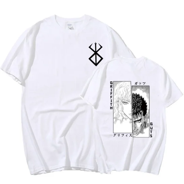 camiseta verano hombres mujeres algodón de gran tamaño Camiseta de manga corta Camiseta estampada Tops 2024 camiseta tendencia Fans ropa Anime Berserk - Imagen 6