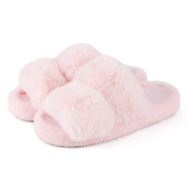 Zapatillas planas peludas para mujer, Zapatillas de casa cálidas de invierno, zapatillas cortas de felpa a la moda para mujer, zapatillas de dormitorio para mujer - Imagen 8