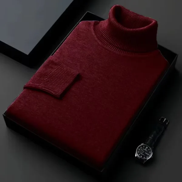 Suéter de cuello alto de punto de alta calidad para hombre, ropa de chándal antipelusas, jersey de manga larga ajustado, ropa de tendencia de Color sólido - Imagen 12